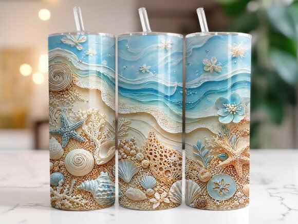 3D Beach Ocean Seashells Tumbler Wrap: A Creative and Practical Design for Everyday Use