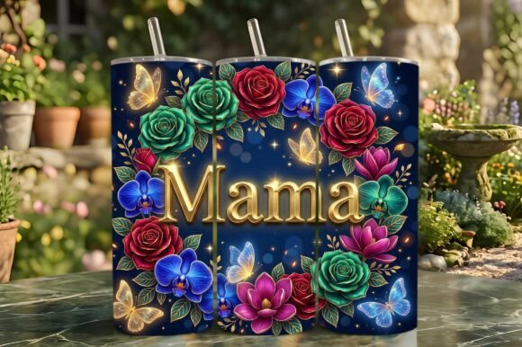 3D Elegant Gold Mama Tumbler Wrap – A Premium Design for Personalized Drinkware