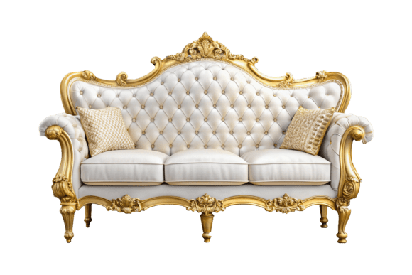 3D Golden Luxurious Red Velvet Sofa PNG: A Design Asset for All