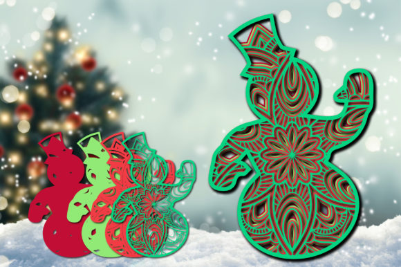 3D Layered Christmas Snowman Design