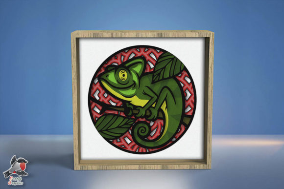 3D Lizard Shadow Box SVG Template