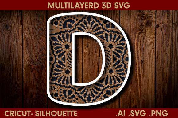 3D Multilayered Letter D Mandala for Creative Projects