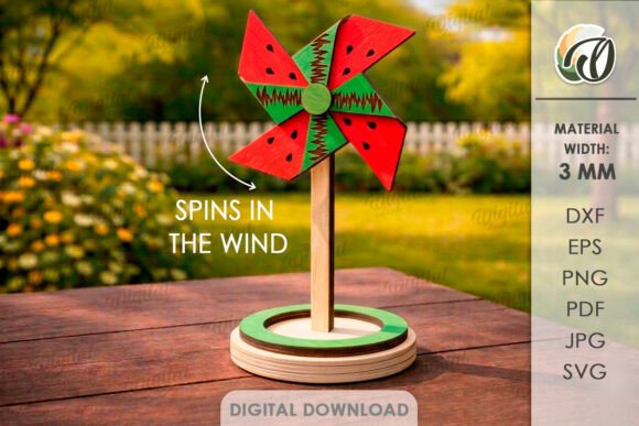 3D Pinwheel Stand Laser Cut – A Creative and Functional Watermelon Design