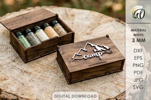 3D Travel Spice Box Laser Cut Design