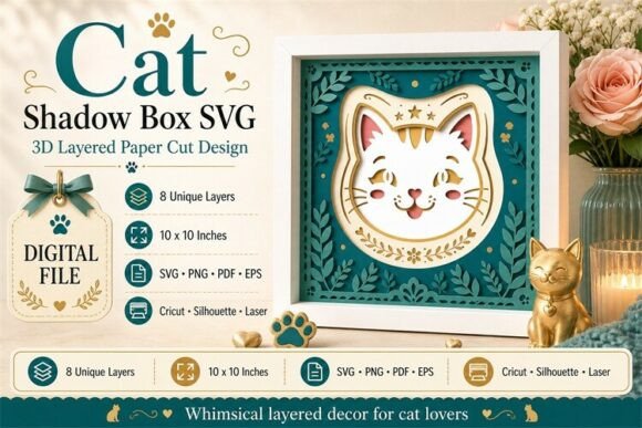 Cat Shadow Box SVG 3D Layered Papercut: A Modern Twist on Classic Craftsmanship