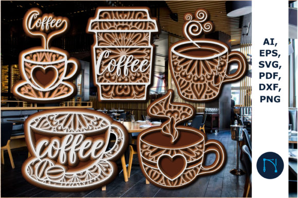 Layer 3d Coffee Cup Cutting SVG Bundle