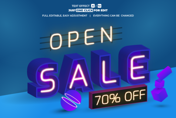 Open Sale 3D Text Effect for Adobe Illustrator