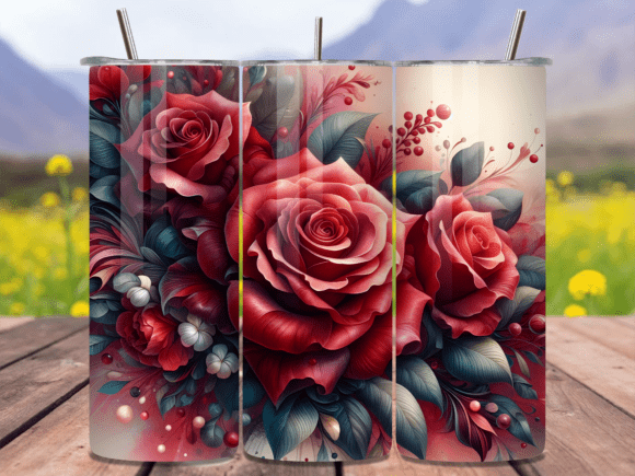 Red Rose 3D Sublimation Tumbler Wrap PNG: A Must-Have for Modern Print Creators