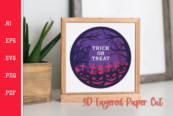 Trick or Treat - 3D Layered Paper Cut: A Creative Halloween Design Asset