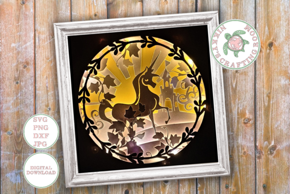 Unicorn 3D Shadow Box Template: A Magical Design Asset